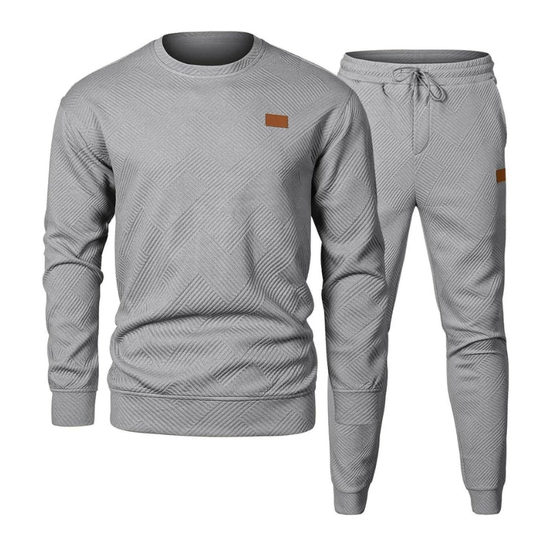 Men's 2 Piece Sweatsuit Set – Textured Jacquard Jacket & Pants