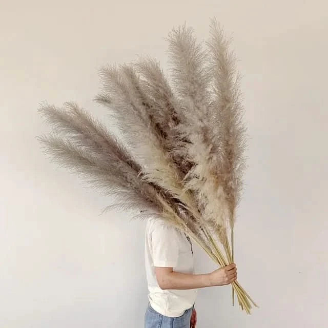 Faux Pampas Grass Stems 65cm - Decorative Dried-Look Bouquet Set