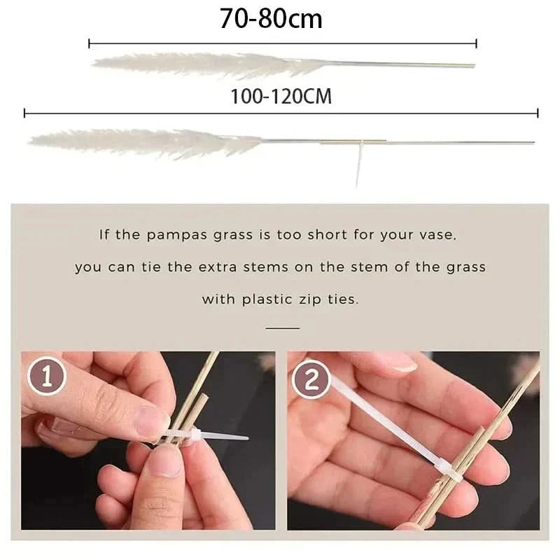 Faux Pampas Grass Stems 65cm - Decorative Dried-Look Bouquet Set