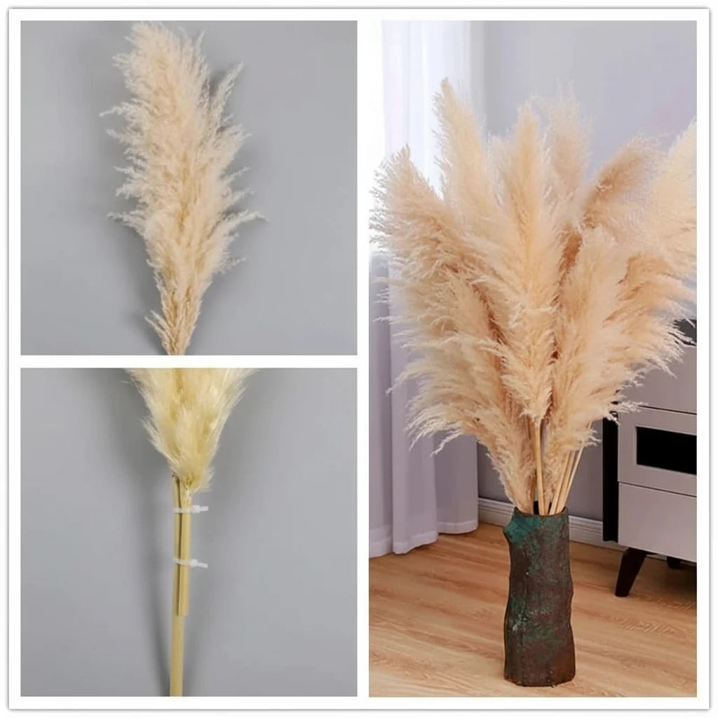 Faux Pampas Grass Stems 65cm - Decorative Dried-Look Bouquet Set