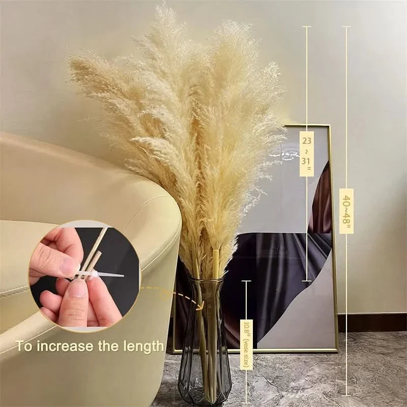 Faux Pampas Grass Stems 65cm - Decorative Dried-Look Bouquet Set