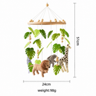Wooden cot mobile arm bracket with hook, close-up