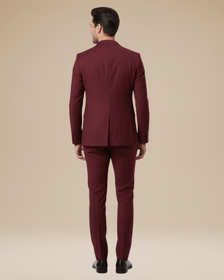Men's Two-Piece Tailored Suit – Stretch Fabric Slim Fit