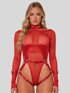 Women's Faux Leather Body Harness Lingerie with Chain-Style Straps