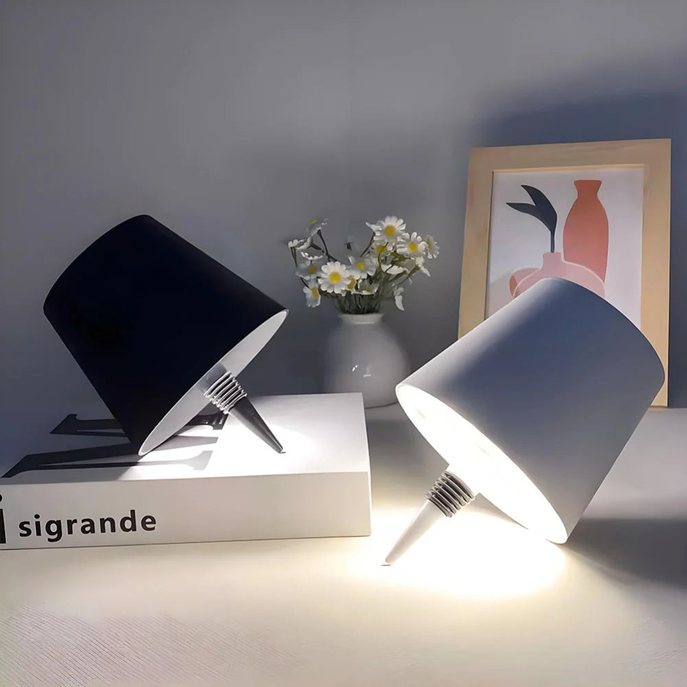 Rechargeable Bottle Topper Table Lamp - Dimmable Cordless LED Light