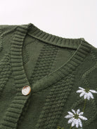 Winsome™ | Women's Floral Embroidered V-Neck Button Cardigan