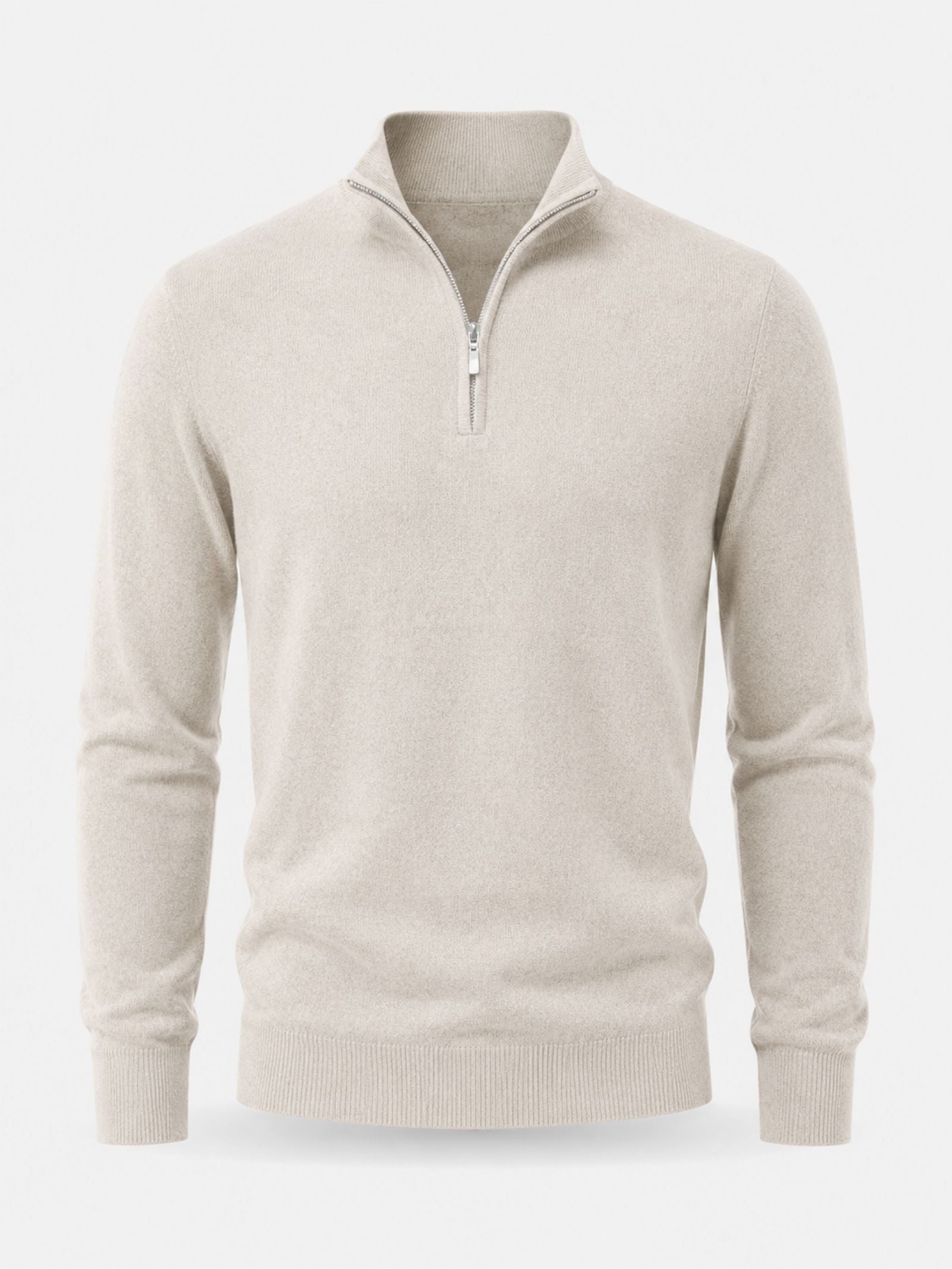 Men's Zip Sweater with Stand-Up Collar – Ribbed Trims