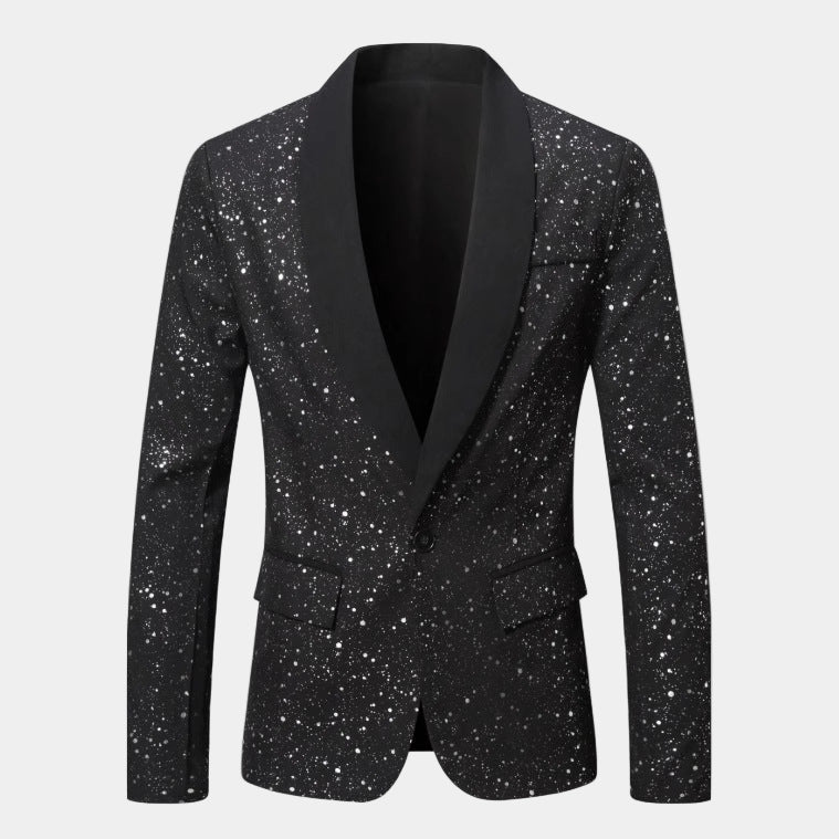 Men's Sequin Blazer with Satin Shawl Collar