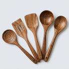 Wooden Utensil Set – 5-Piece Teak Kitchen Tools