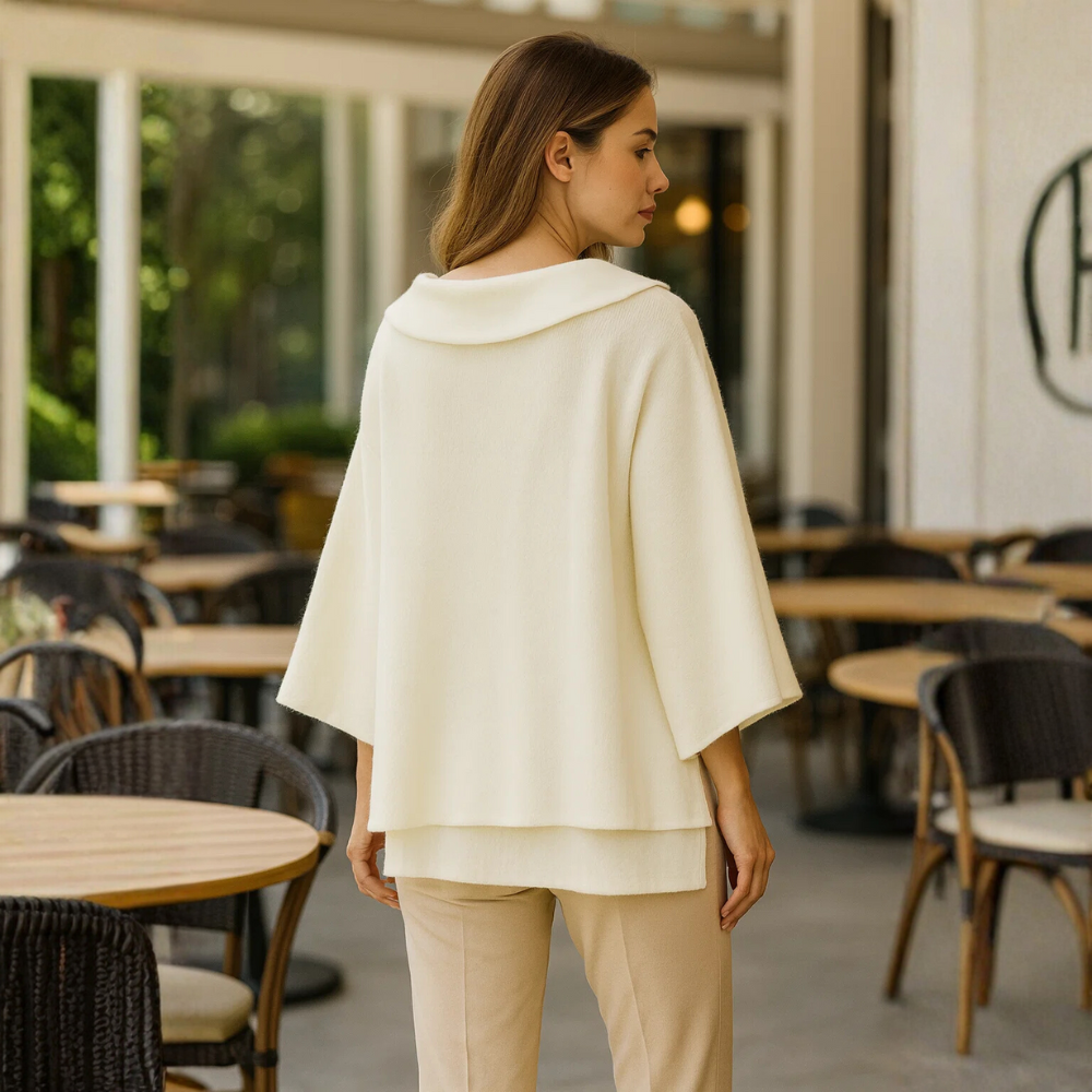 Nona Jas Dames | Asymmetrische Wolmix Jas met Sjaaldetail