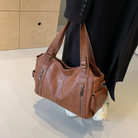 Women's Shoulder Bag in Vegan Leather - Structured Multi-Pocket Design