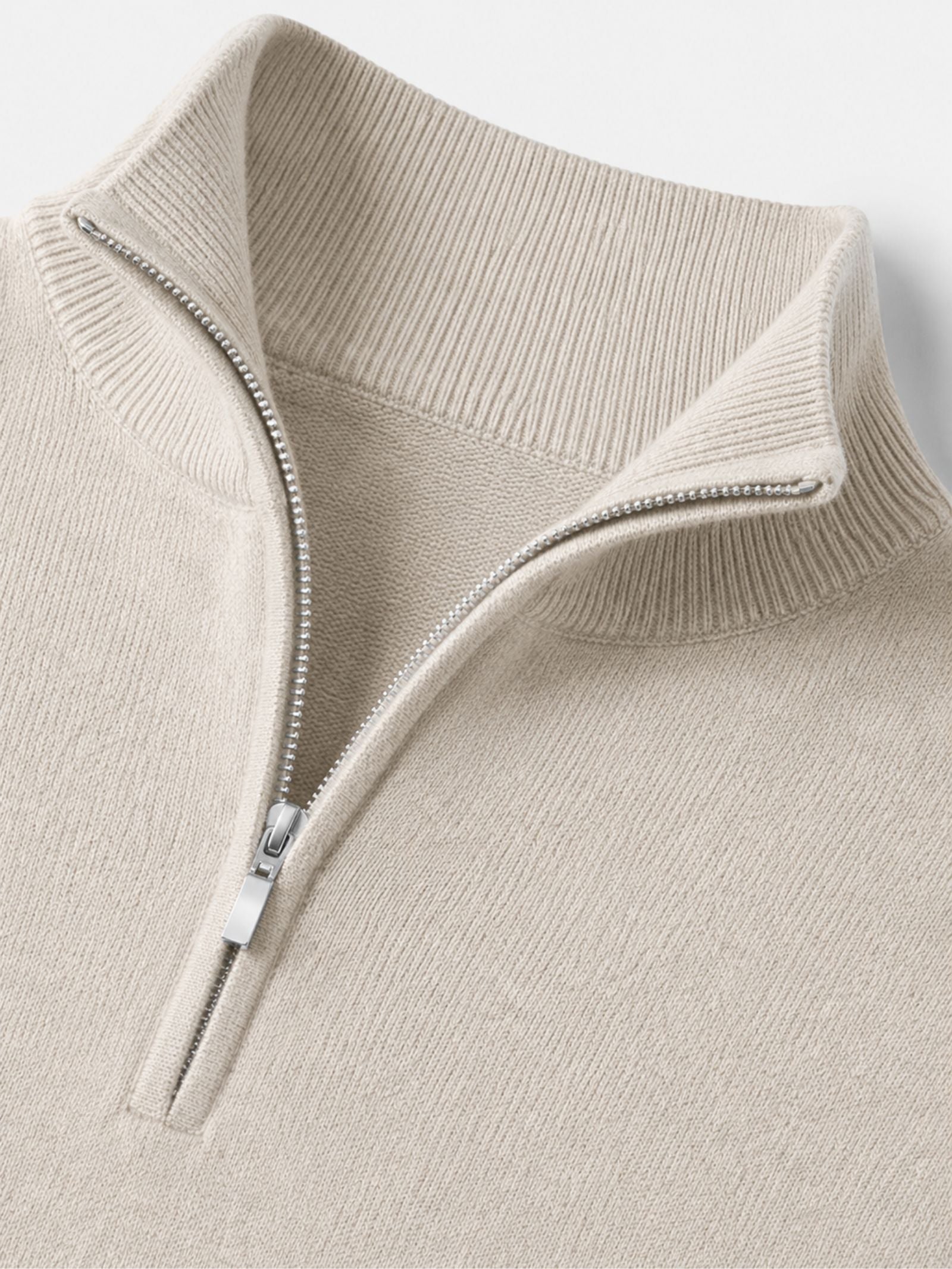 Men's Zip Sweater with Stand-Up Collar – Ribbed Trims