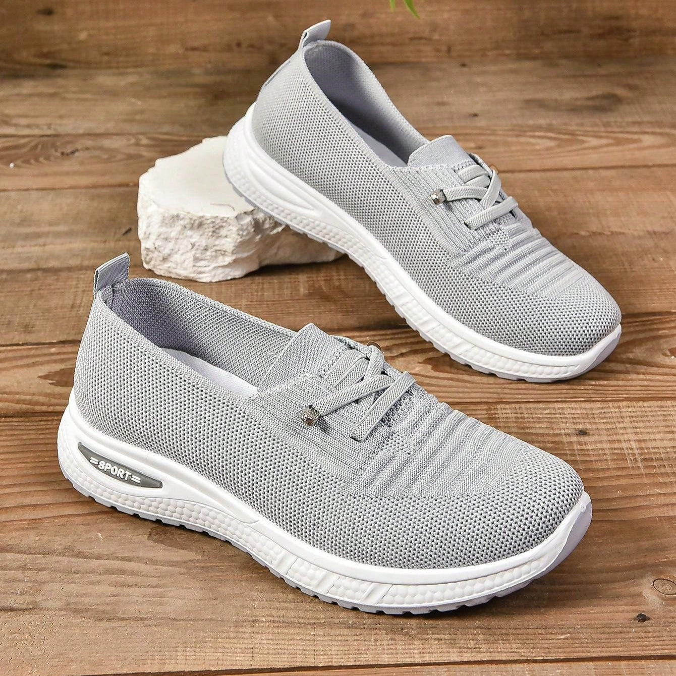 Women's Slip-On Sneakers Wide Toe Box Light Grey
