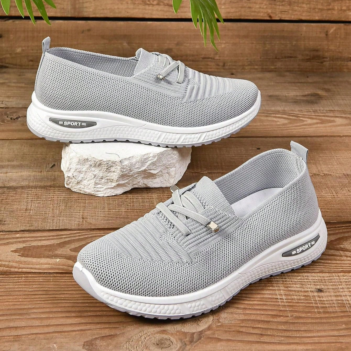 Women's Slip-On Sneakers Wide Toe Box Light Grey