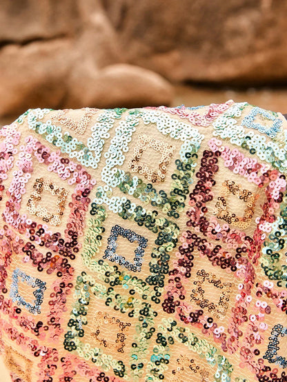 Umaiza | Dames Minirok met Colorblock en Pailletten – Speels, Glanzend en Comfortabel Design