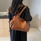 Women's Shoulder Bag in Vegan Leather - Structured Multi-Pocket Design