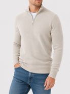 Men's Zip Sweater with Stand-Up Collar – Ribbed Trims