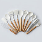 Silicone Kitchen Utensil Set with Wooden Handles – 11 Pieces