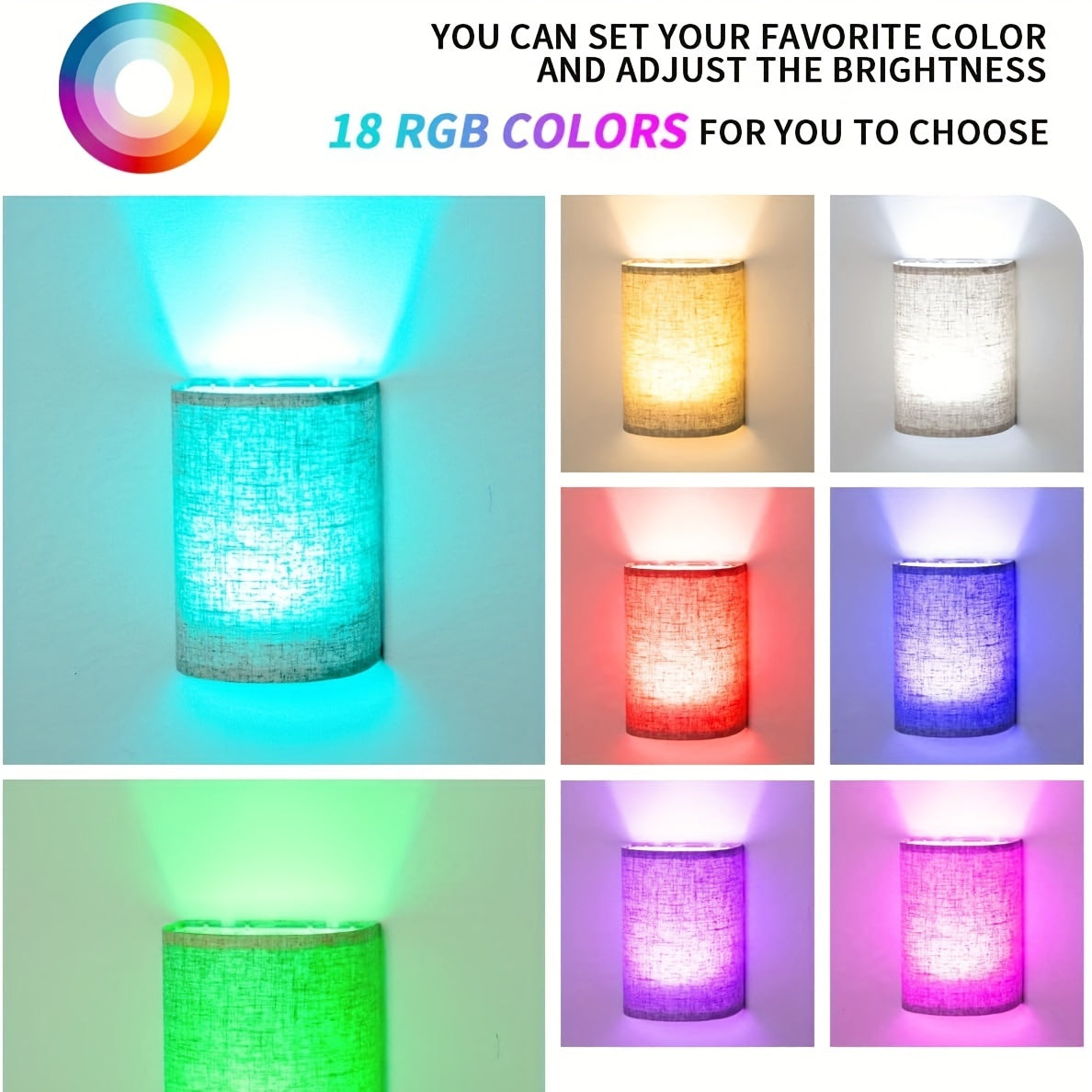 Draadloze Wandlampen – Linnen, Dimbaar met Afstandsbediening voor Slaapkamer of Woonkamer (Set van 2)