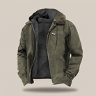 Men's Hooded Jacket Full-Zip Fleece Lined Canvas Coat