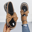 Women's Patent Bow Loafers with Platform Sole