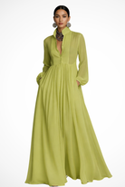 Women's Long Sleeve Button-Front Maxi Dress with Pockets