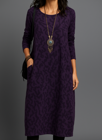 Dames Lange Winter Jurk – Elegant Design, Met Zakken