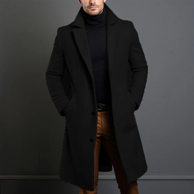 Men's Formal Winter Coat - Tailored Wool-Blend Overcoat
