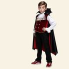 Boys vampire costume set, black colourway front view
