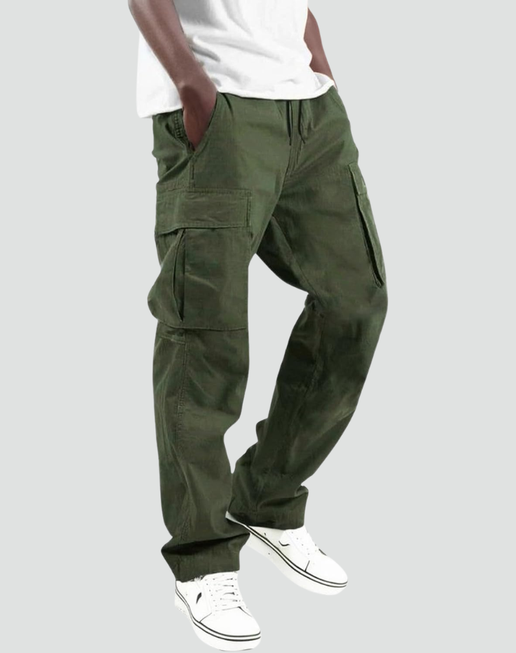 Men's Cargo Pants with Multiple Pockets and Adjustable Waist for Everyday Wear