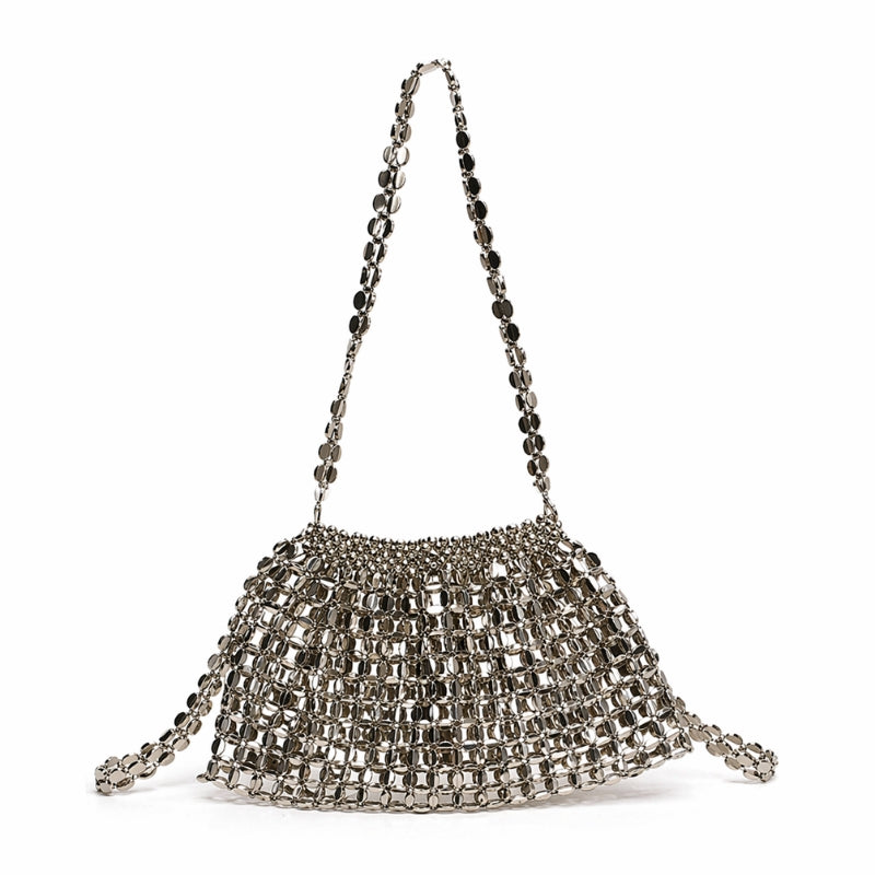 Mirrored Disco Mesh Bag with Chain Strap