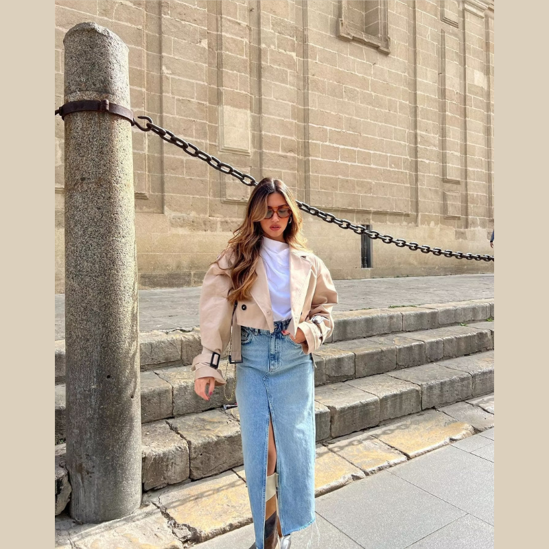 Korte Trenchcoat Dames – Trendy Cropped Model in Tijdloos Design