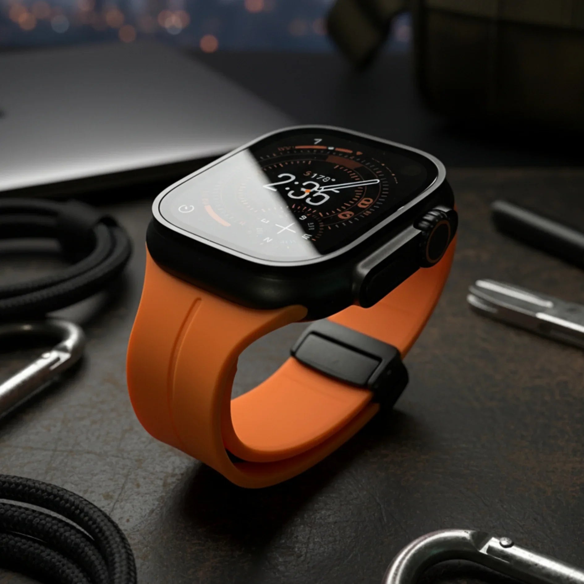 Silicone Smartwatch Band with Magnetic Clasp - Adjustable Strap