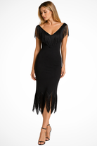 Women's Off-Shoulder Fringe Dress - Midi & Mini Length