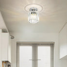 Flush Mount Ceiling Light with Crystal Shade - Black Brass Finish