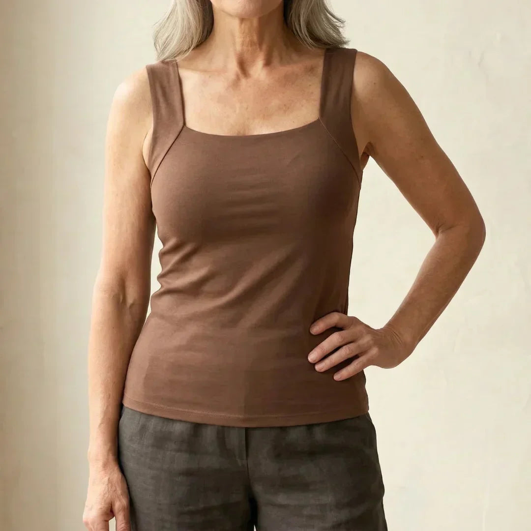Women's Built-In Bra Tank Top - Soft Stretch Comfort Top