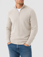 Men's Zip Sweater with Stand-Up Collar – Ribbed Trims