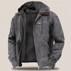 Men's Hooded Jacket Full-Zip Fleece Lined Canvas Coat