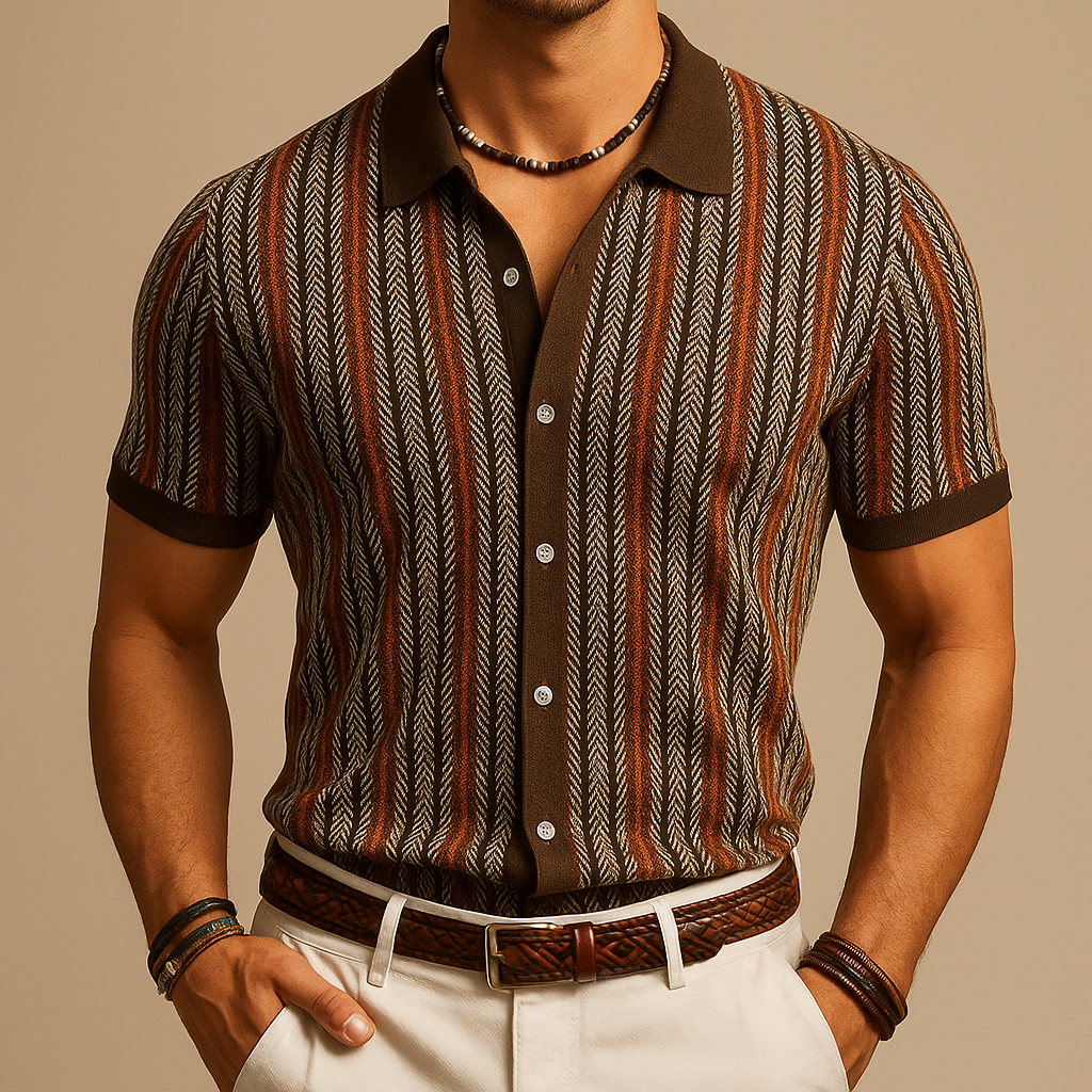 Men's Button-Down Shirt in Organic Cotton Herringbone