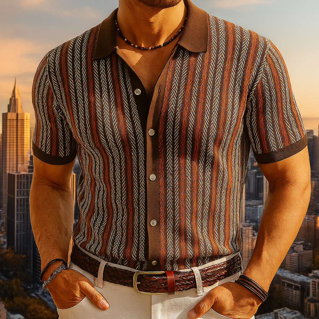 Men's Button-Down Shirt in Organic Cotton Herringbone