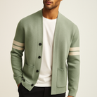 Women's Merino Wool Cardigan with Sleeve Stripes