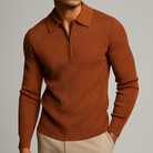 Men's Quarter Zip Jumper with Waffle Knit Texture