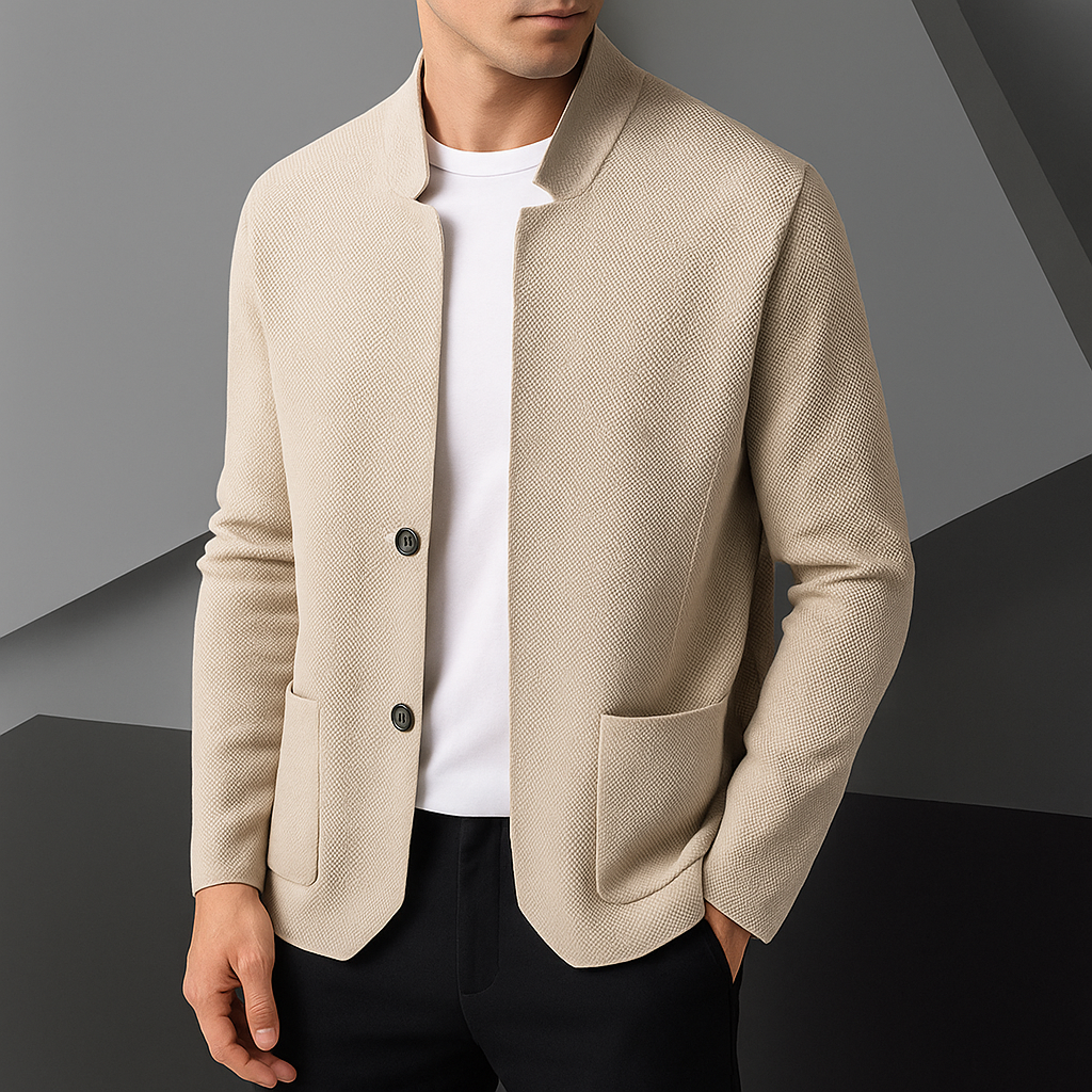 Women's Knit Cardigan with Stand Collar