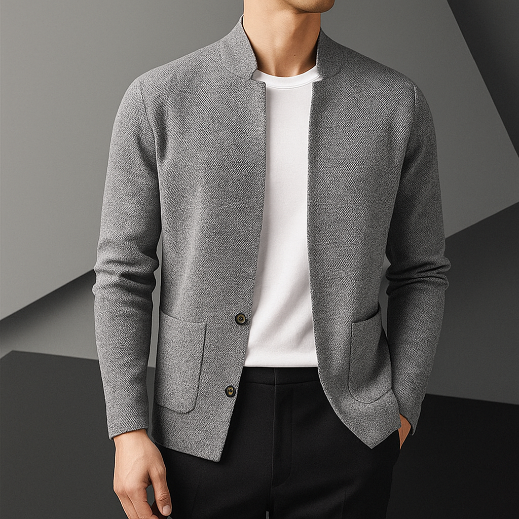 Women's Knit Cardigan with Stand Collar
