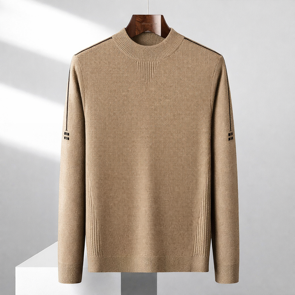 Women's Waffle-Knit Sweater with Ribbed Trim