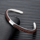 Men's Leather Cuff Bracelet - Stainless Steel and Braided Leather