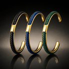 Men's Leather Cuff Bracelet - Stainless Steel and Braided Leather