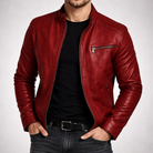 Men's Leather Jacket Zip-Front Burnished Finish