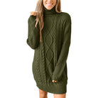 Women's Cable-Knit Turtleneck Jumper Dress – Ribbed Sleeves