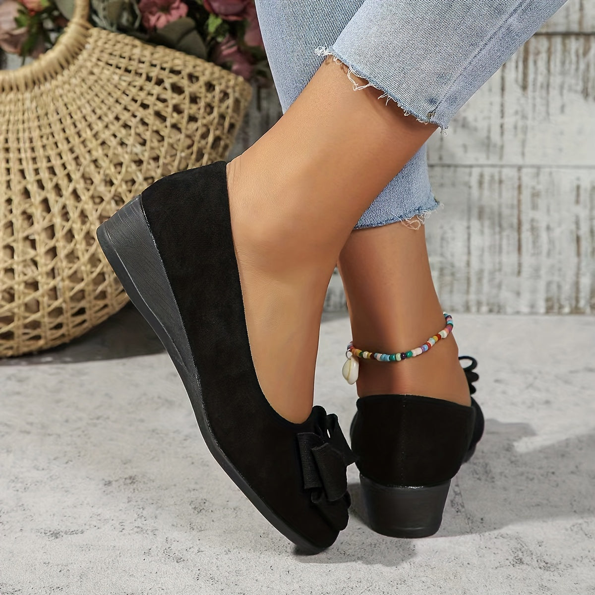 Women's Orthopaedic Flat Shoes with Bow Detail